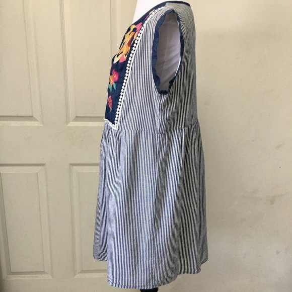 Savanna Jane Women’s Boho Floral Stripes Summer Shift Mini Dress Size Small - Picture 8 of 13